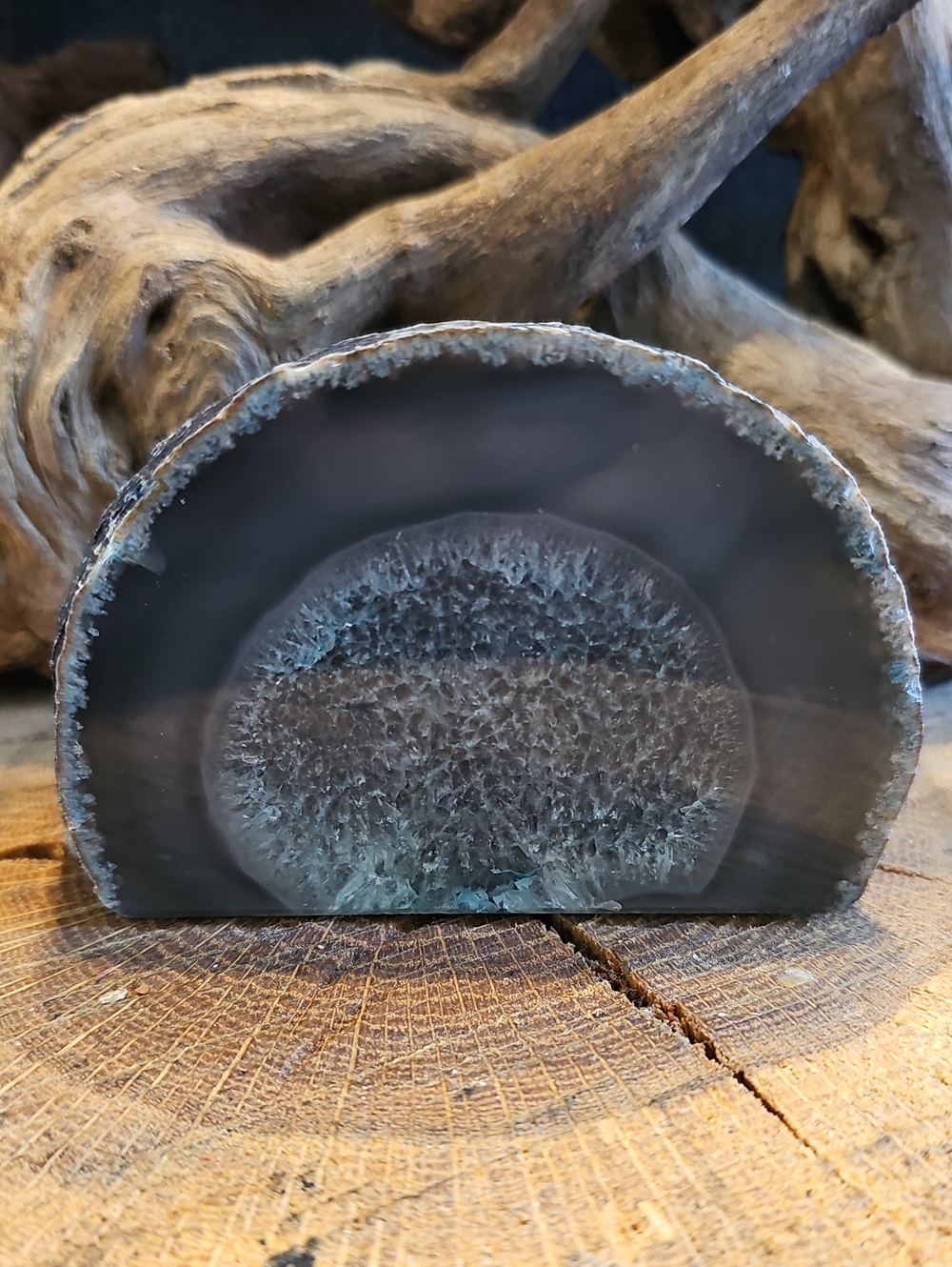 Black and Gray Agate Stone Display - Natural Home Art
